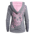 Womens Butterflies Skull Hoodie Kangaroo Pocket Hooded Sweatshirt
